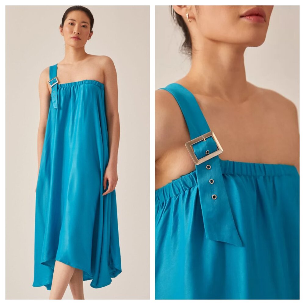 NWT Anthropologie Let Me Be Vibrant One-Shoulder Maxi Dress M